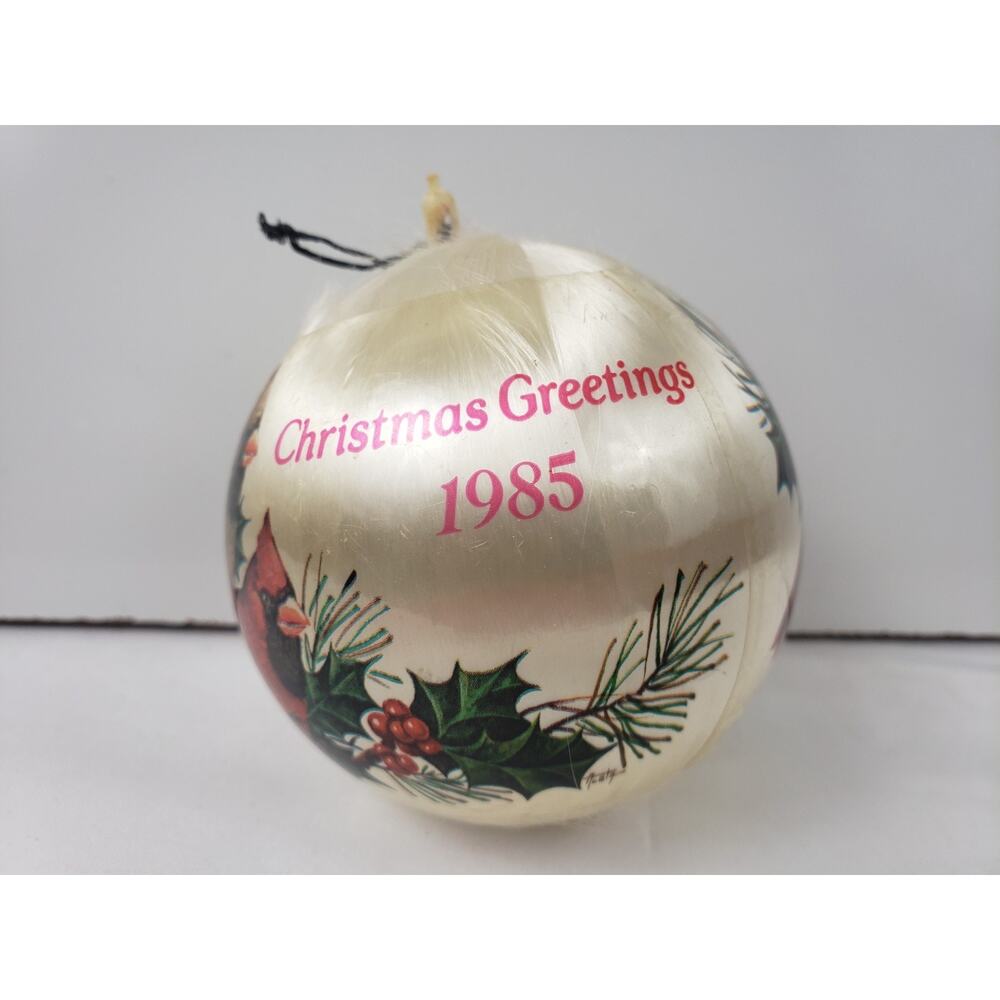 Vintage 80s Christmas Memories Collection 1985 Cardinal Satin Christmas Ornament
